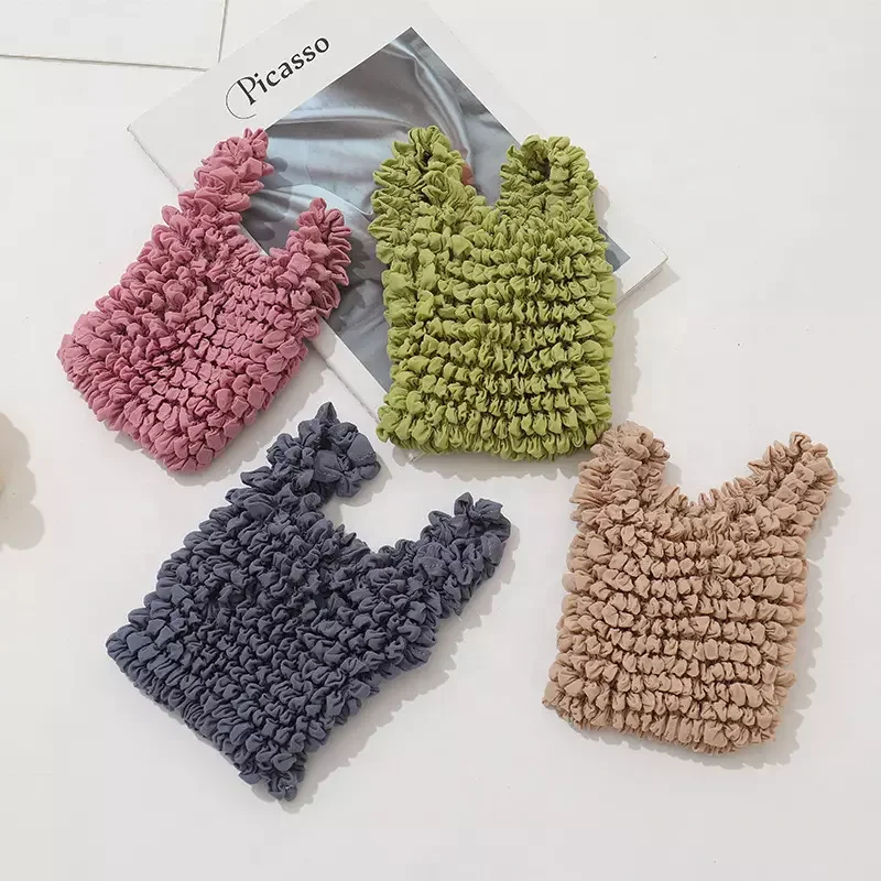 Magic Stretch Pleated Bag Reusable Storage Shopping Bags Eco-friendly Foldable Large Capacity Handheld Fashion Shopping Bag