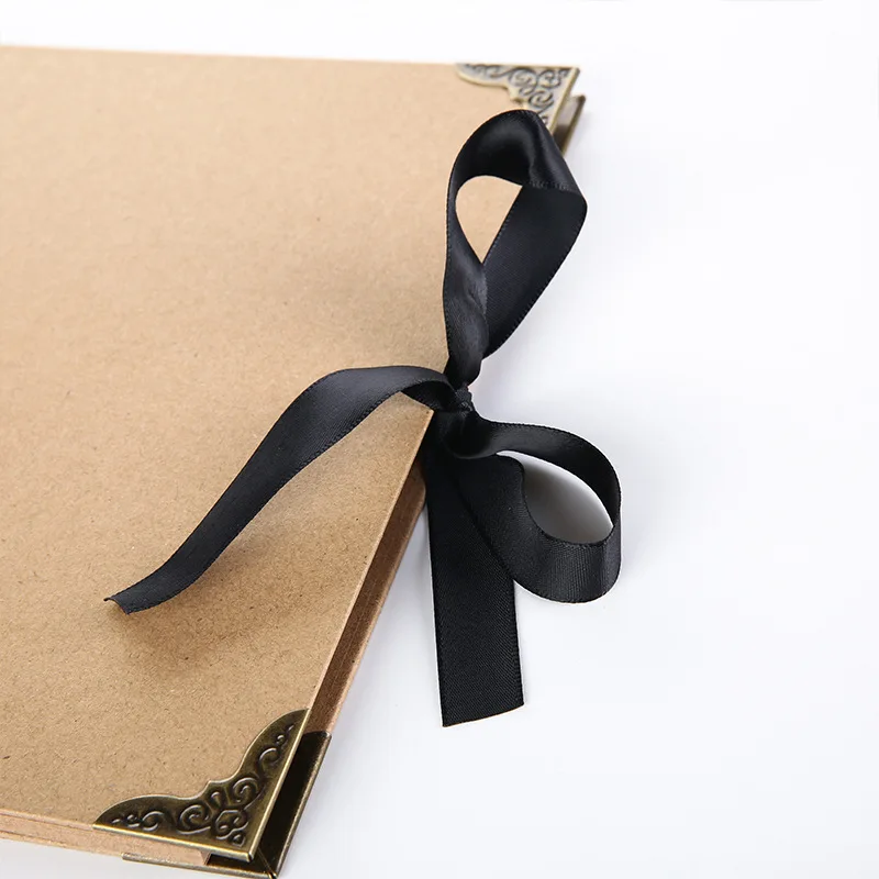 Retro photo album ribbon bow coil new DIY photo album paste type baby scrapbook photo album couple classmates handmade gift