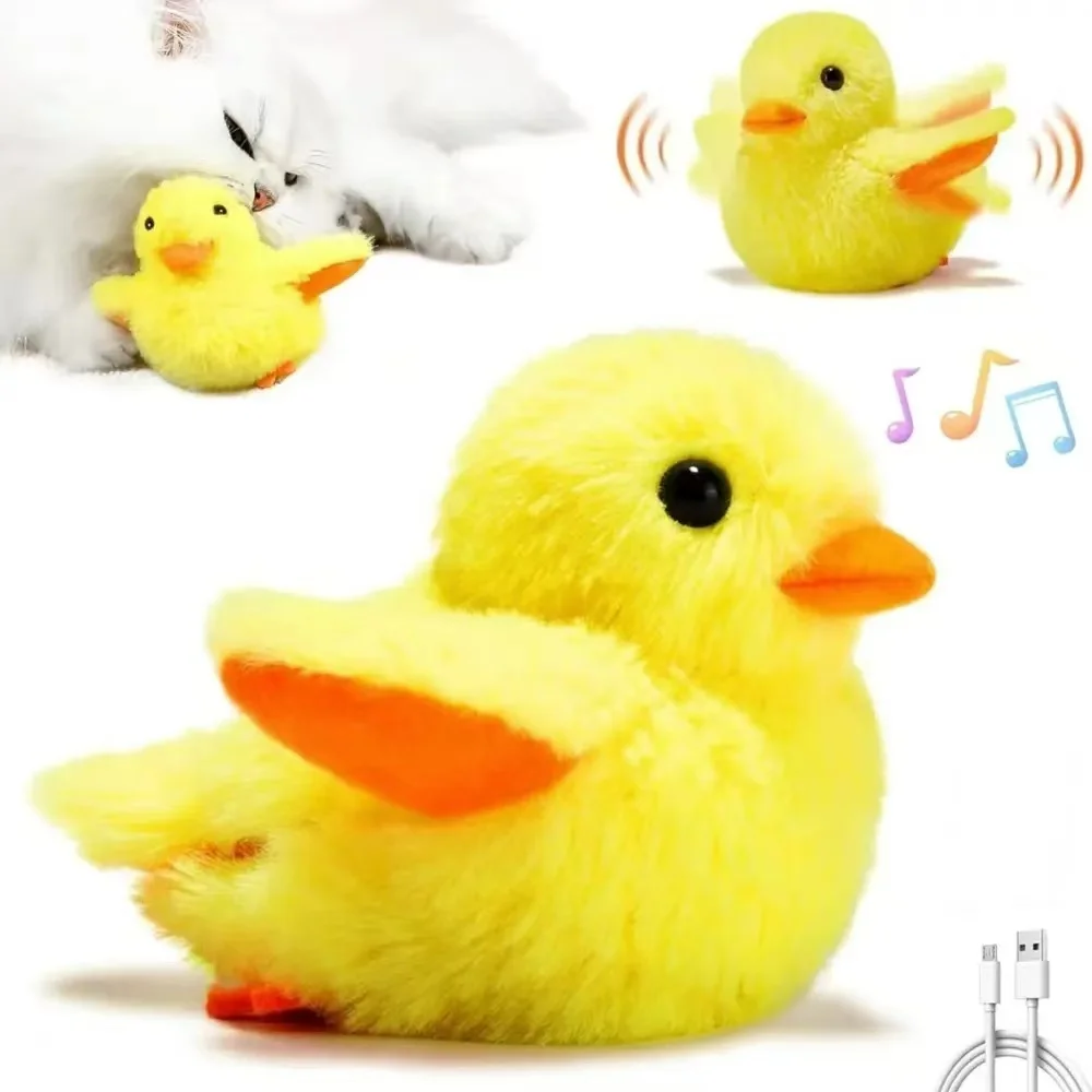 Automatic Interactive Cat Toy Rechargeable  Dog Plush Toys Squeaking Catnip Pet Toys for Cats Dogs with Realistic Animal Voice