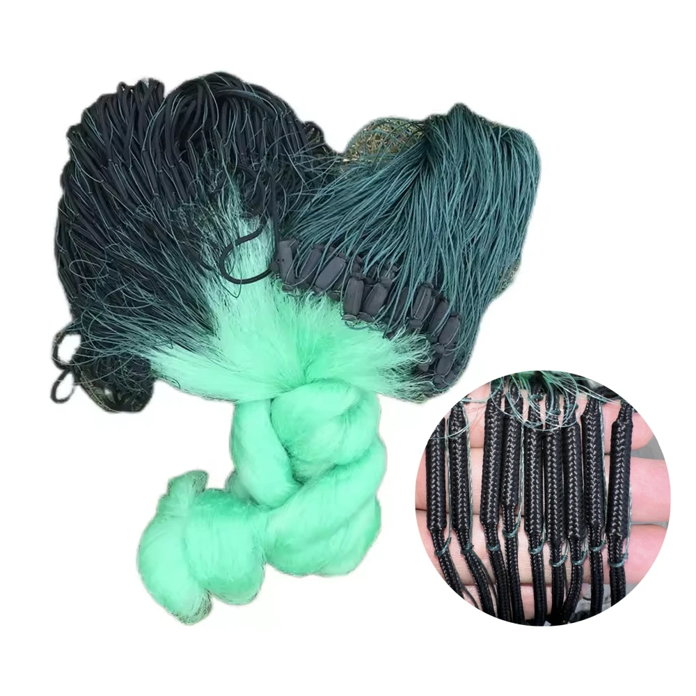 2024 Factory 3 Layers 100m 328ft Wrapped Sinker Sinking Nylon Monofilament Gillnets Fishing Gill Net With Different Size