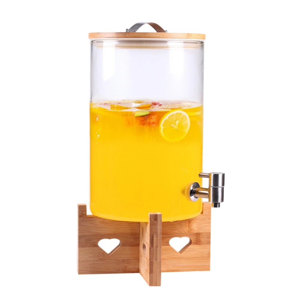 Цилиндрический бокс для виски 7,5л с краном и деревянной основой, оптовая продажа