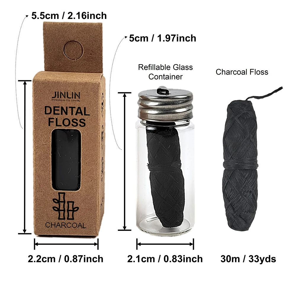 Private Label Custom Printed Wholesale Bulk Super Pick Vegan Bamboo Charcoal Dental Floss Waxed Mint 50m For Oral Care