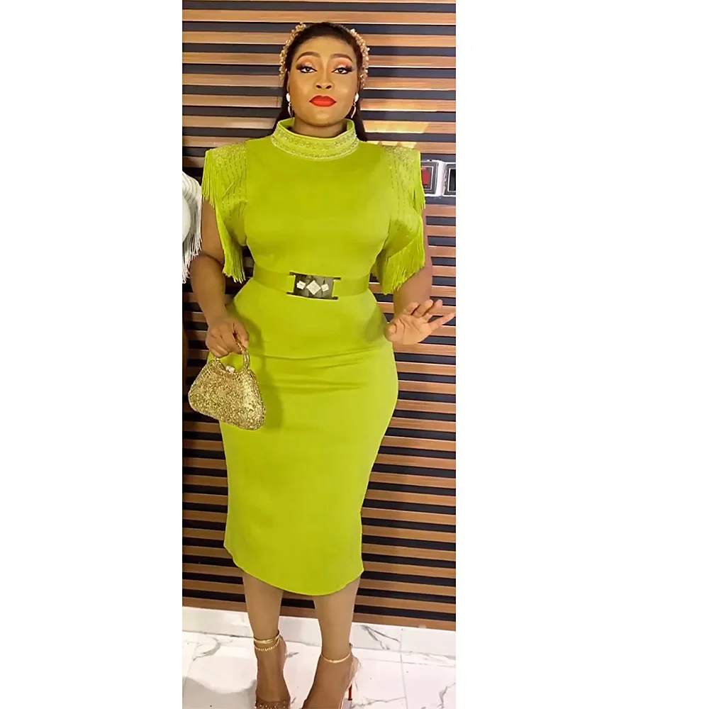 Fashion African Dresses For Women Clothing Plus Size Elegant Dress For Party With Belt