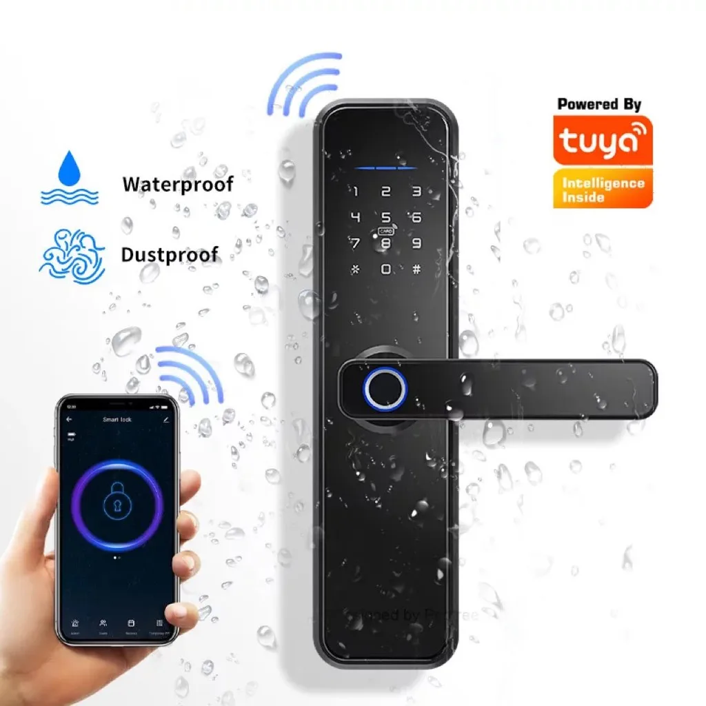 Locstar Keyless Tuya WIFI Biometric Fingerprint Electronic Smart Rfid Key Card App Digital Intelligent Door Lock