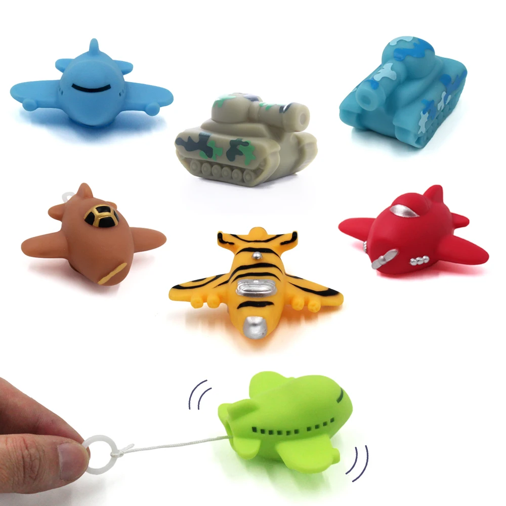 Hot sell Cartoon vehicle plane tank trembling safety plastic PVC Pull line toy