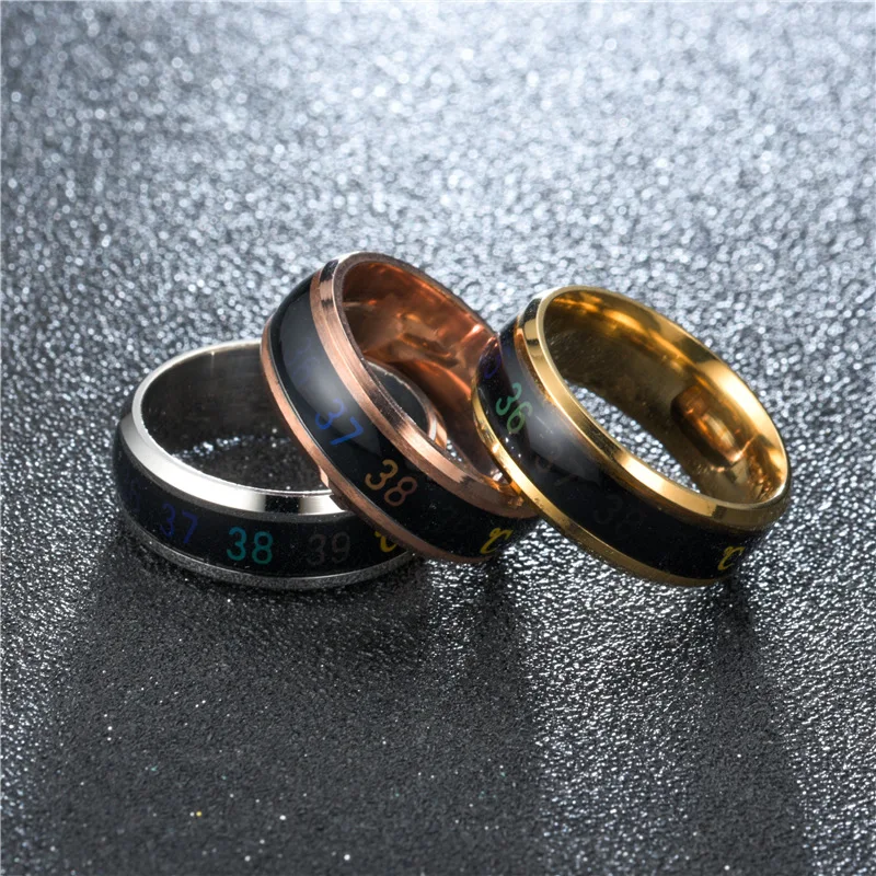 Intelligent Temperature Sensitive Rings Titanium Steel Temperature Ring For Unisex Waterproof Jewelry