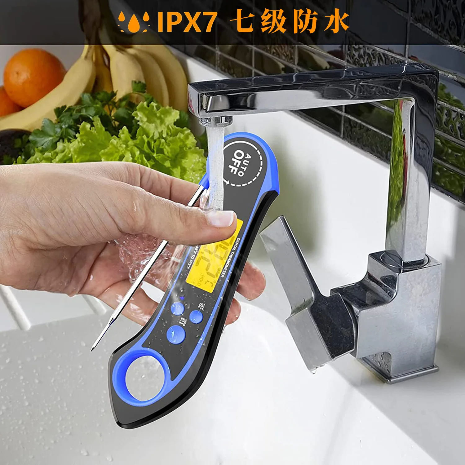HTM75 Stainless steel probe Upgrade version waterproof thermometer Food Cooking Meat instant Thermometer with hanging hole