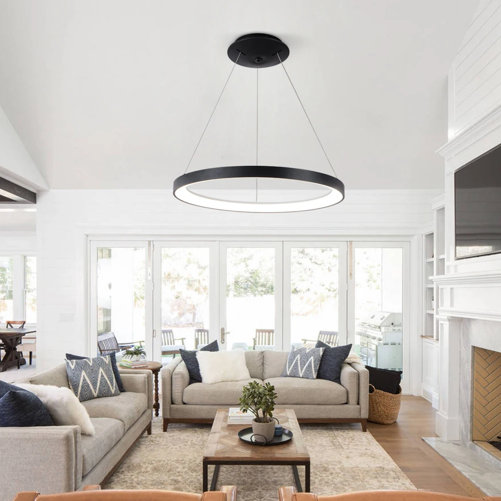 Masivel Simple Light Decorative Pendant Lamp White Ring Custom Hotel Lobby Chandelier Nordic Led Chandelier Indoor Wholesale