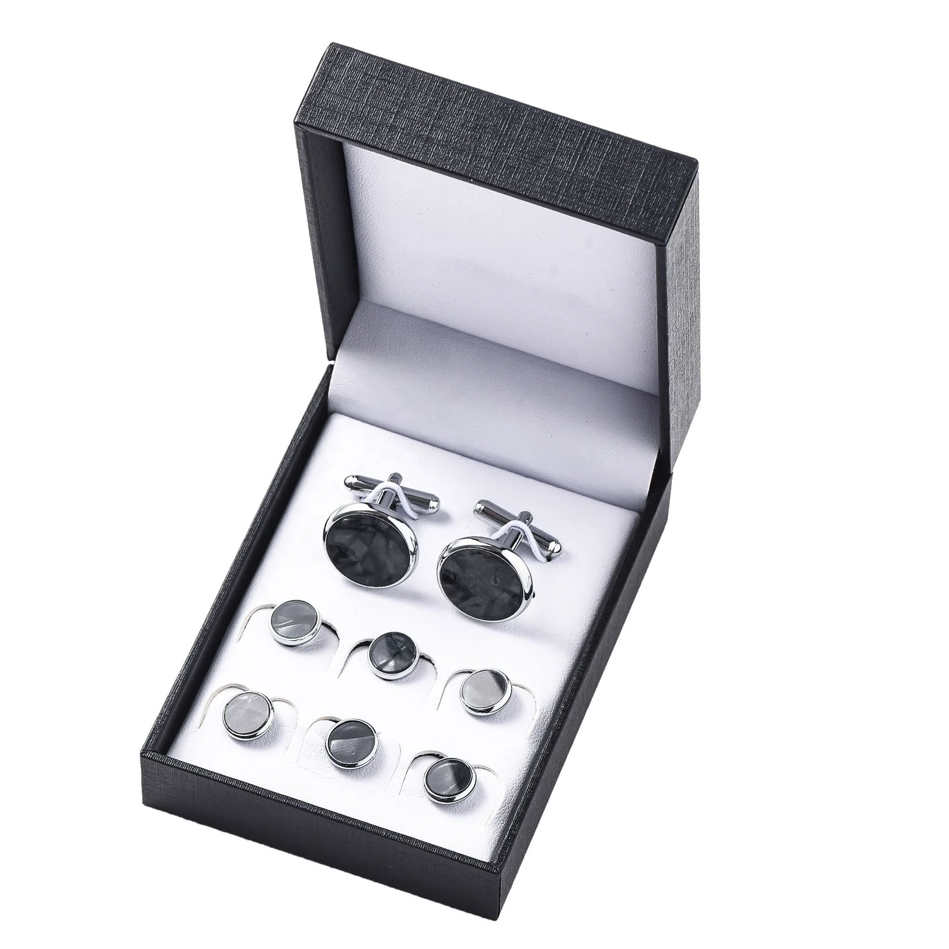 New arrival men luxury metal cufflinks box set cufflinks and studs