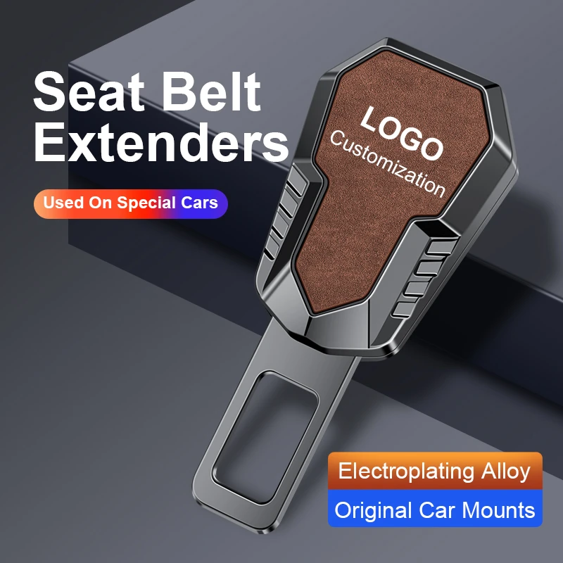 Custom Logo Seat Belt Extension Car Universal Standard Size Metal Holder Safety Seat Belt Buckle