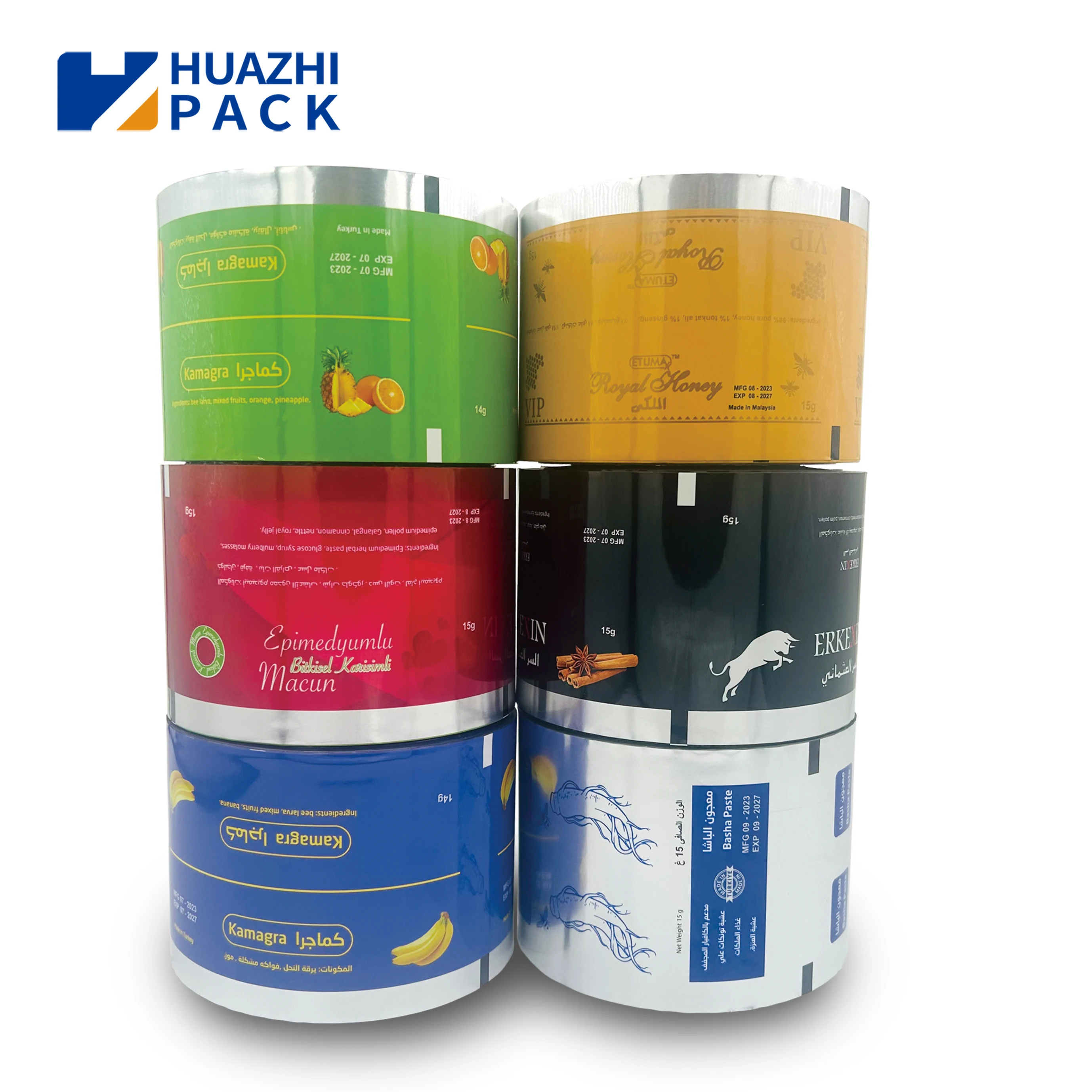 Custom Printing Food Grade Plastic Aluminum Foil Packaging Roll Film Liquid Packaging Film Honey Sachets