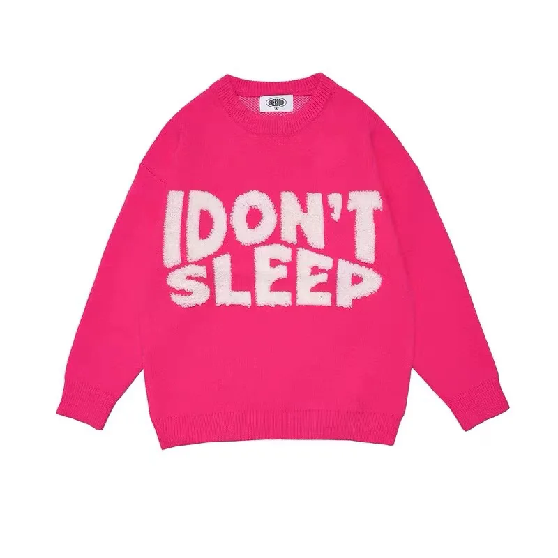 Custom OEM/ ODM Men Jacquard Sweater Cotton fashion Designers Loose Cropped Oversized Knitted Sweaters for Men