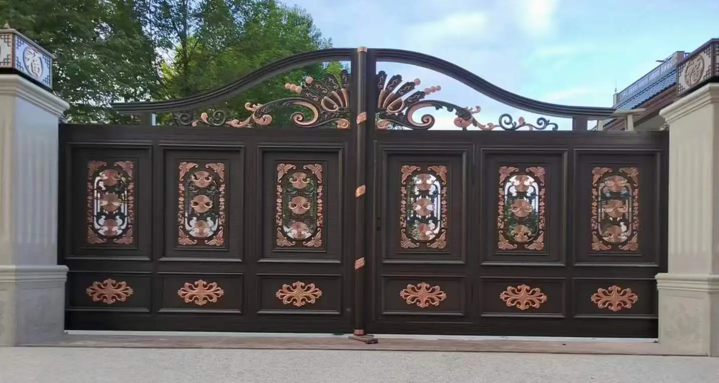 Профессиональный дизайн цвета краски Роскошные главные входные ворота из алюминиевого сплава подъездная дорога
