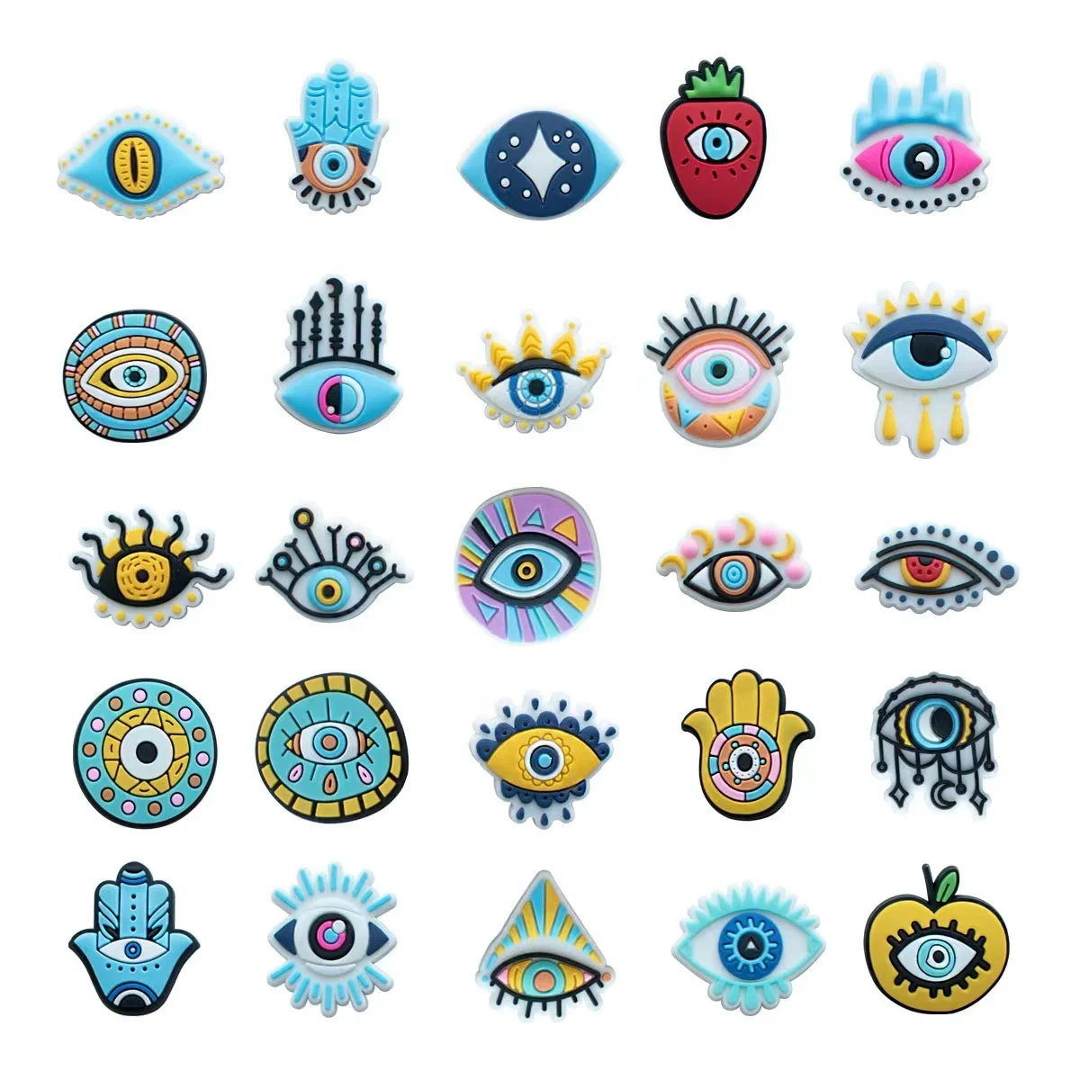XH-796 evil eyes fatima hamsa hand shoe charm evil eye devil pvc shoe charm decorations