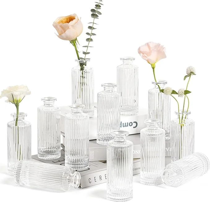 Mini glass flower bud vase for flowers, wedding reception, Christmas, home decoration