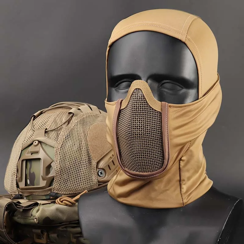 Tactical Headwear Mask CS Field Shooting Game Steel Mesh Full Face Polyester Material Training Mask War Game Riding Soft Mask