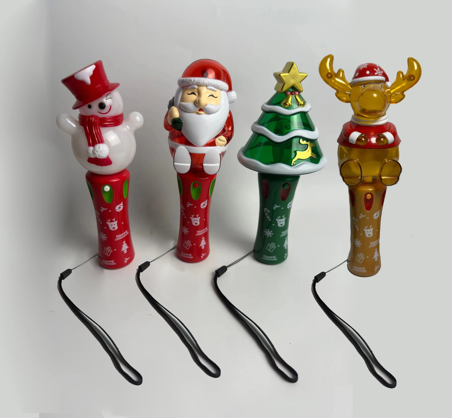 Christmas Light Up Toys Magic Led stick Flashing Colorful Fiber Optic christmas tree deer snowman santa shaped flash Wand