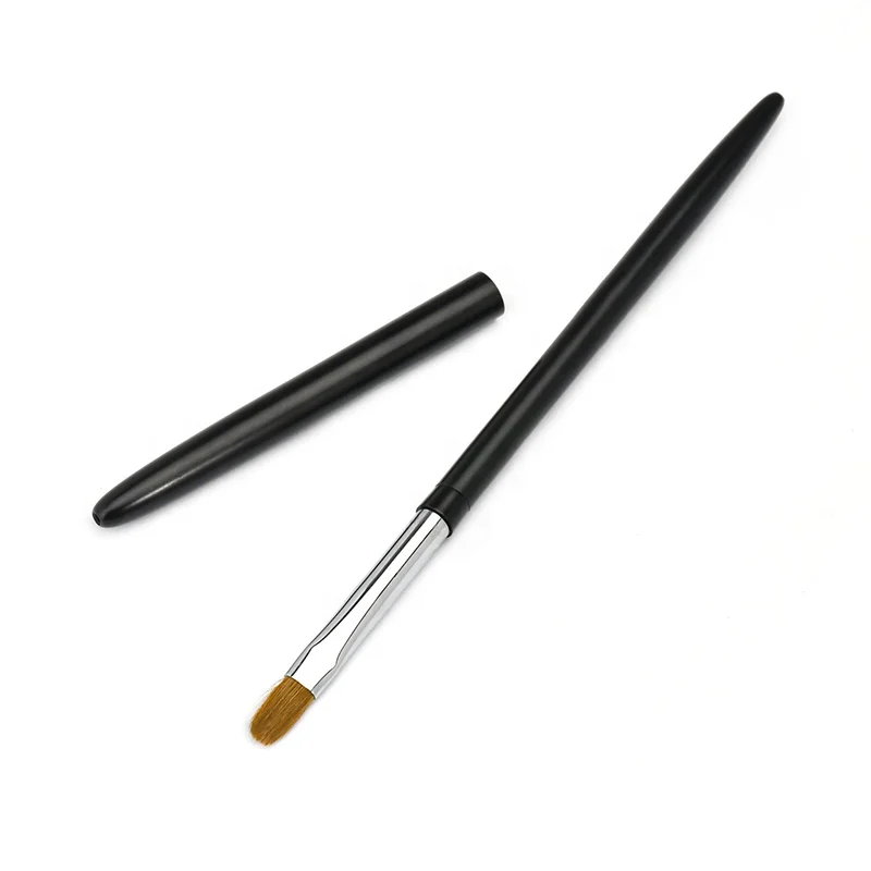 wholesale classic black metal handle kolinsky soft hair oval gel nail art brush with private paper box