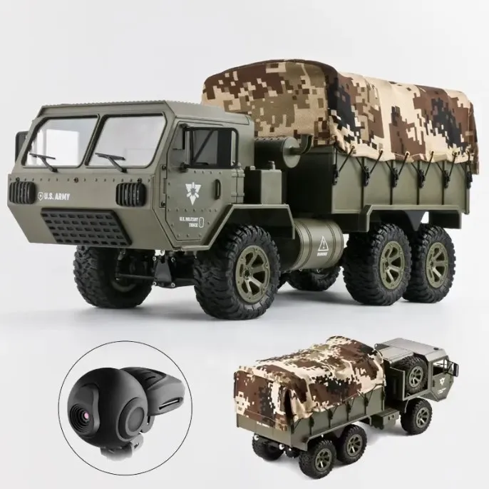 2.4Ghz 1:12 Remote Control 6 Wheels 6WD Alloy Chassis Off Road Simulation Military Rc Truck Model Toy With Wifi FPV Camera