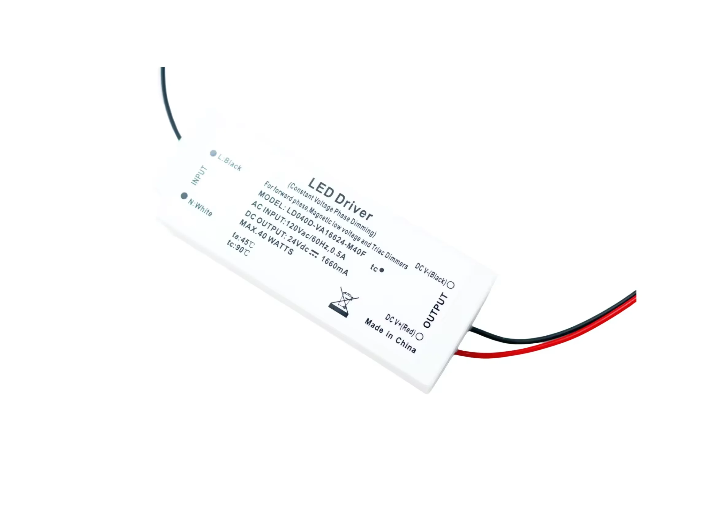 24V 100-1660mA 40W Constant Voltage UL CUL led driver Triac Dimmable led driver led power supply led driver