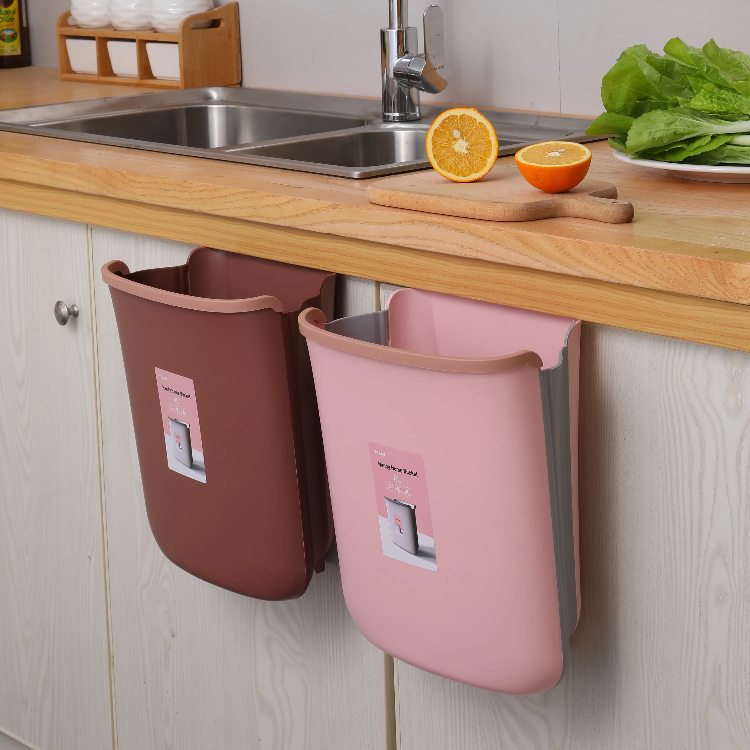 Household Cabinet Hanging Trash Bin Toilet Wall Hanging Car Folding Storage Trash Can