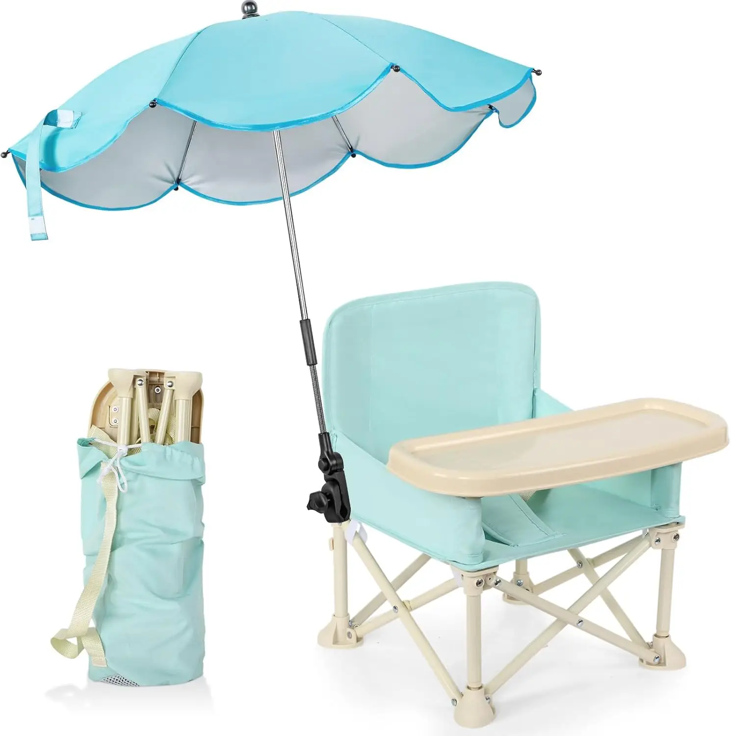 OEM Sillas Para Comer De Bebe Baby Beach Camping Chair with umbrella Silla Multifuncional de pp para comer alimentos para bebes
