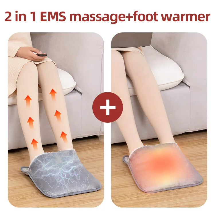 Qingyi home foot feet stimulator vibrating shiatsu heated EMS tens massager electric heating pad mat with massage remote control