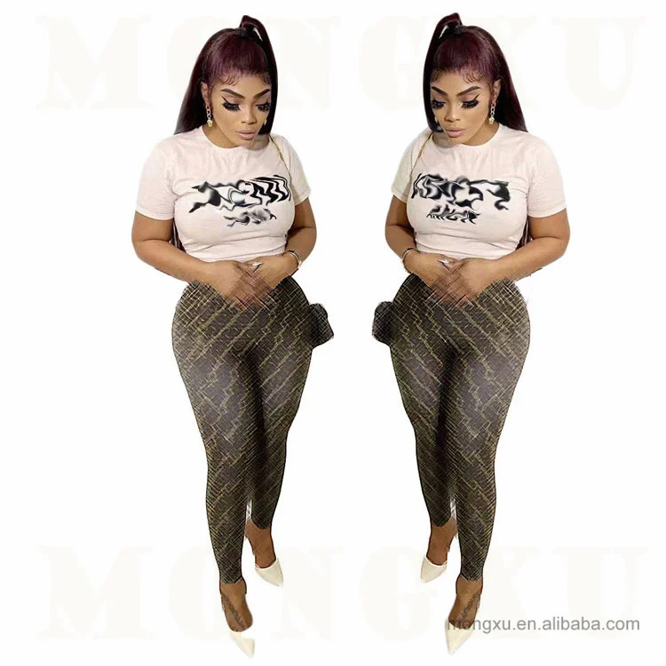 2022 New Arrival Designer Clothes Famous Brands Women Two Piece Short Set Plus Size Print FF 2piece Jogger Set Summer Clothing