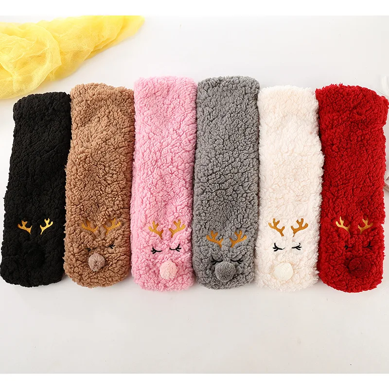 CMAX thickness women warm floor sherpa sock soft long fleece lined anti-slip winter home socks