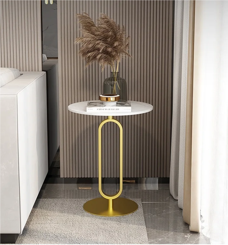 Modern Fashion Iron Rock Plate Coffee Table Nordic Style Corner Decorative Table