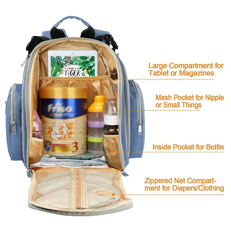 Diaper Bag Backpack Large Travel Multifunction Waterproof Baby Nappy Changing Bag