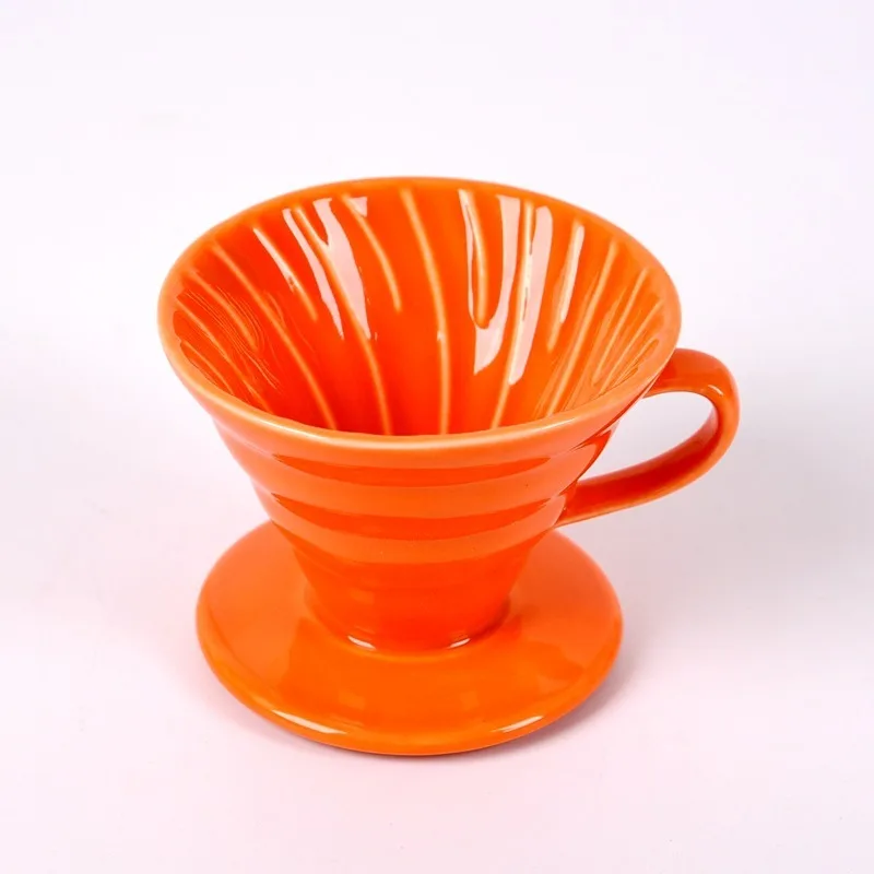 Ceramic Coffee Filter Cup Spiral Pattern Drip Filter Ceramic Dripper