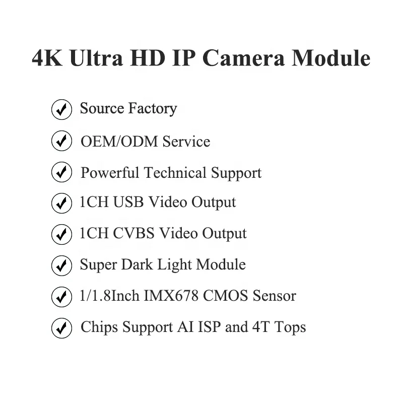4K Ultra IP видеомодуль IMX678 супер Звездный модуль камеры Hisilicon D3403 AI чипы встроенные
