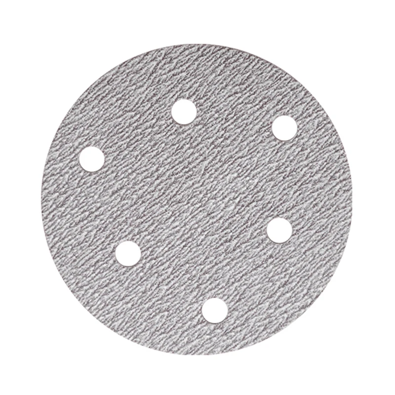 6 Holes Hook and Loop white 6 inch 150mm P40-P600 sanding disc Calcined alumina sanding disc