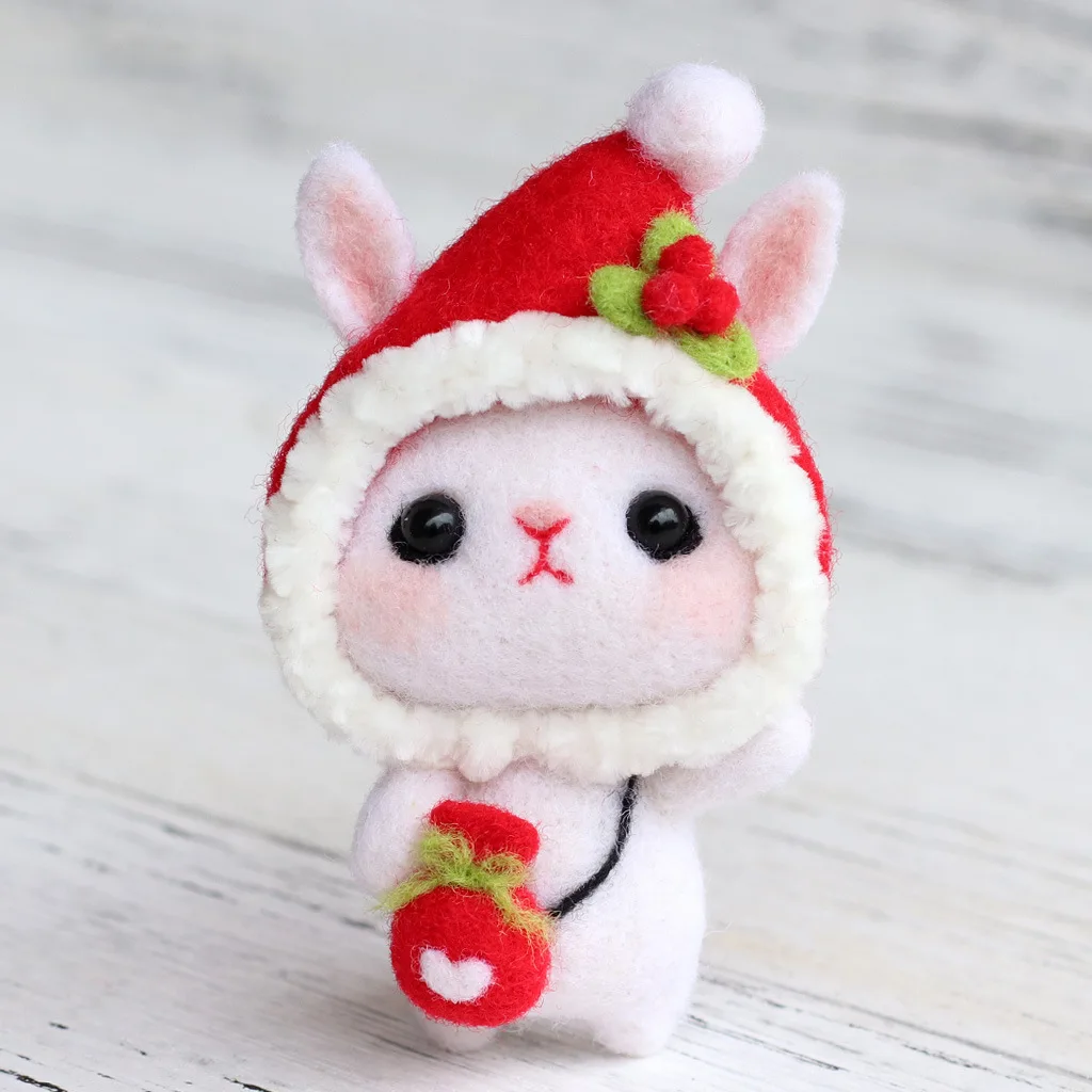  Новый милый кролик кукла сделай сам животное шерсть игла валяние набор для