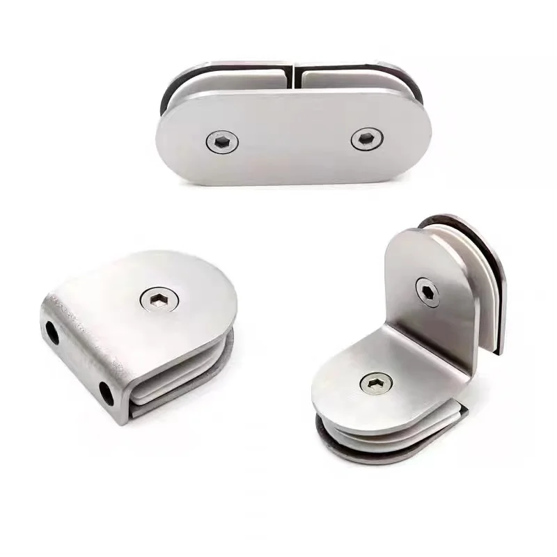 Selling Satin Stainless Steel Glass Fittings Semicircular Glass Fixed Clamp Glass Holder