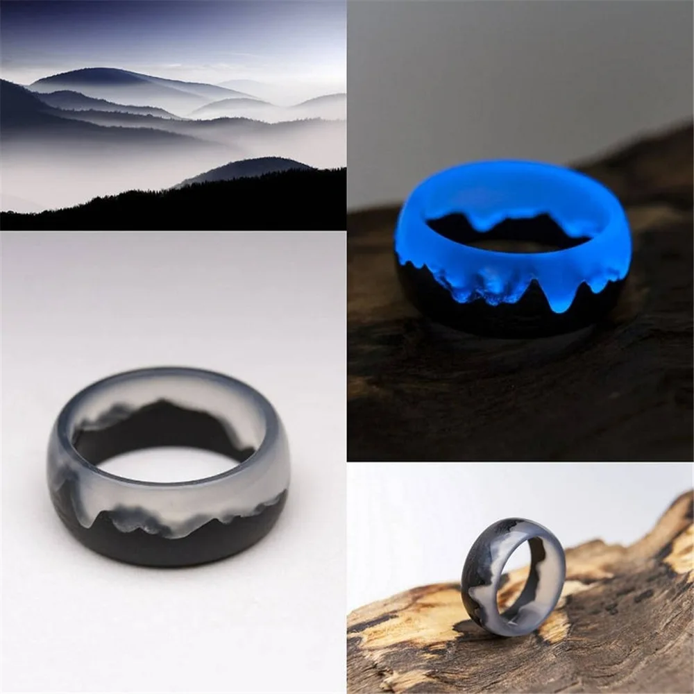 
2021 New Arrival Creative Resin Luminous Secret Forest Band Rings Fashion Glowing In The Dark Band Rings 