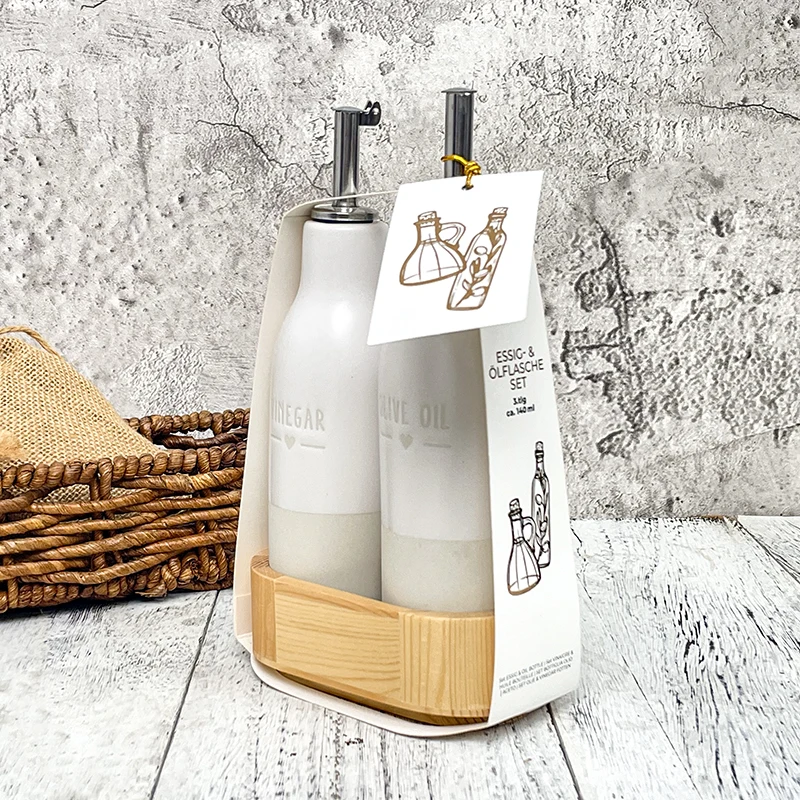 Custom Modern Style Ceramic Olive Oil Bottle Kitchen Cook BBQ Baking Tools Dispenser for Spice and Food Porcelain Bottle