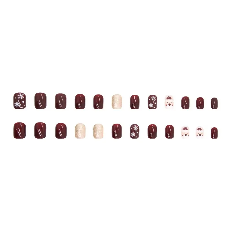 Wholesale Christmas Tree Designs Full Cover Acrylic Artificial Nails Medium Square Press-on Fake Nails Almond Coffin ABS Long