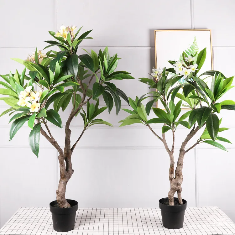 Simulation Artificial Frangipani Potted Plants Decoration Garden Decoration for Indoor Outdoor Banana Bonsai Trees Plastic Grass