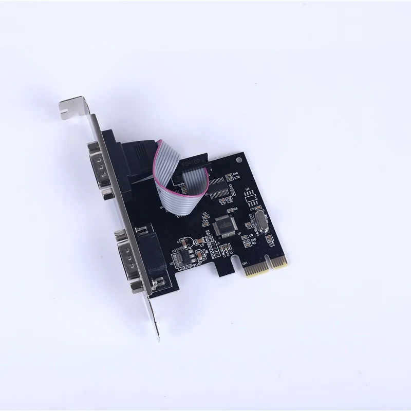 Двойная 9-контактная последовательная карта PCI-E с многопортовым портом RS232 DB9 адаптер PCI Express Serial-в наличии