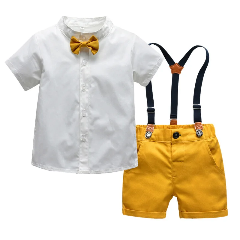 2021 Hot sale Gentleman Kid Boys Clothes Short sleeve shirt +pants 2PCS Baby Boy Clothing Sets BM894