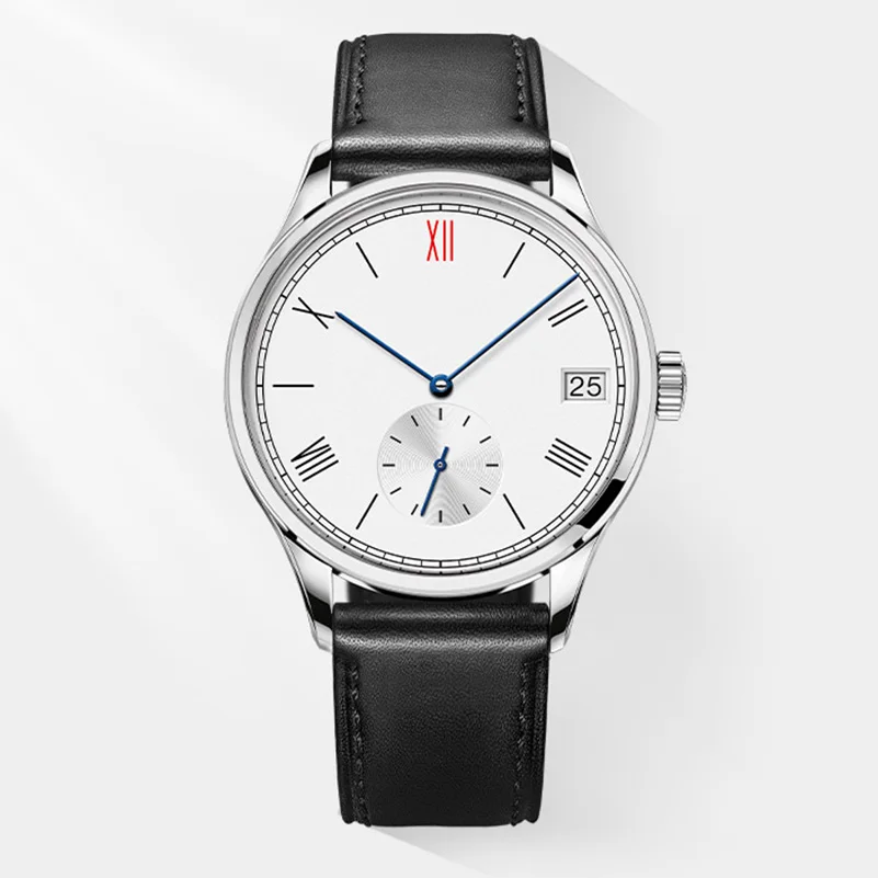 Popular stainless steel case calendar small second hand men automatic mechanical watches