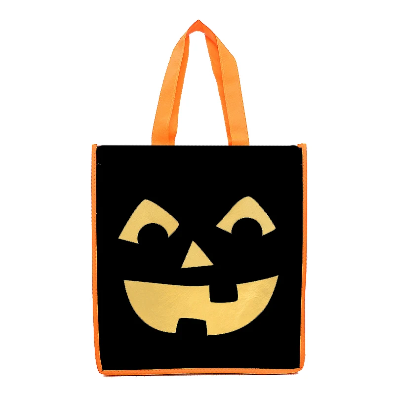 Specializing In The Production Of Halloween Cartoon Pumpkin Pattern Coated Canvas Bag Color Printing Clothing Shopping Bag M0024