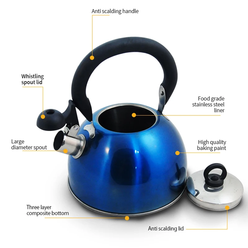 Mirror Polished Stainless Steel Sandwich Bottom Base Tea Kettle Tea Pots