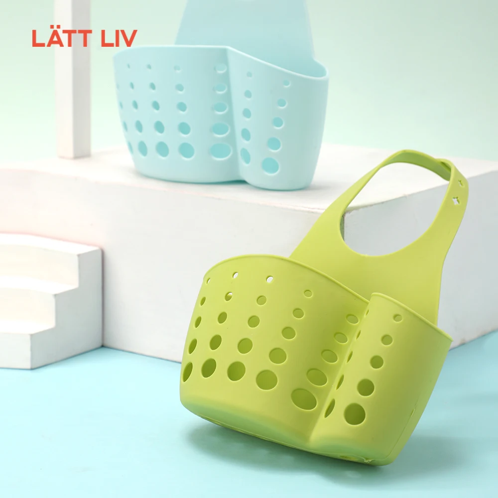 LATTLIV Wholesale Sponge Holder Hanging Movable Faucet Storage Gadget Organizer Drain Baskets Sponge Holder for Kitchen Sink