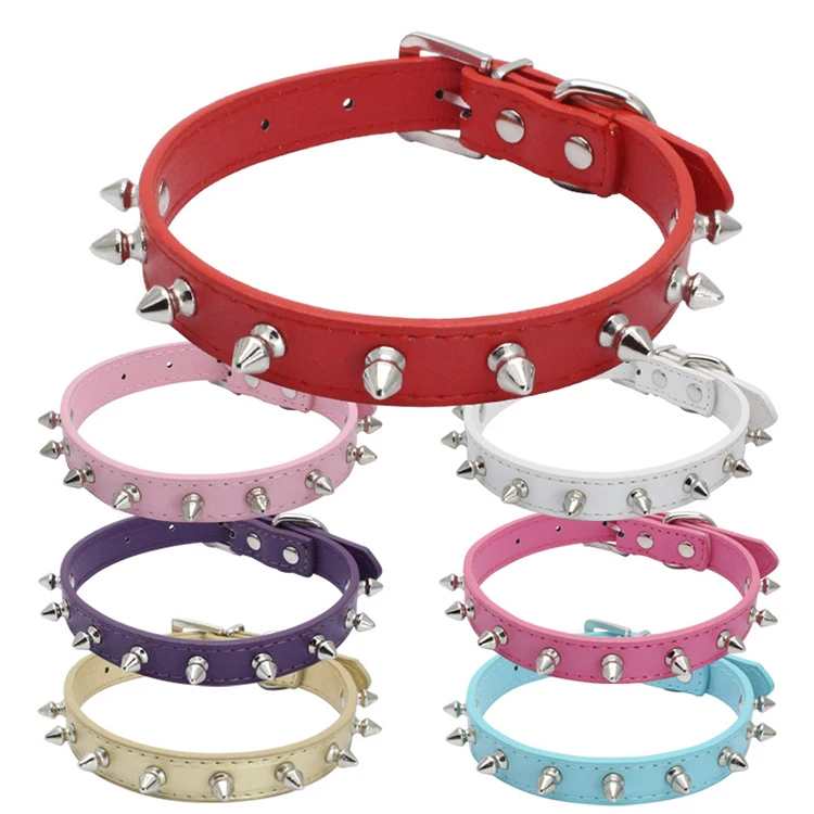 High Quality Adjustable PU Dog Collar Spiked Rivet Studded Pet Collars