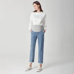 High Waist Pregnancy Clothes Trousers Mother Women Jeans Denim Elastic Maternity Pants Jeans Plus Size