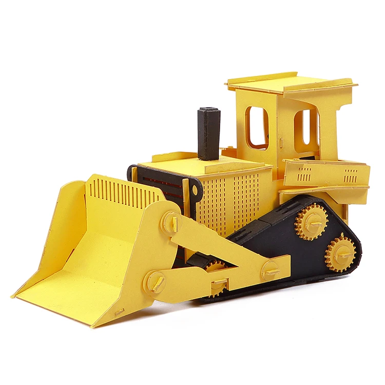 
Laser cut Bulldozer toy 3d paper model diy paper bus toy 