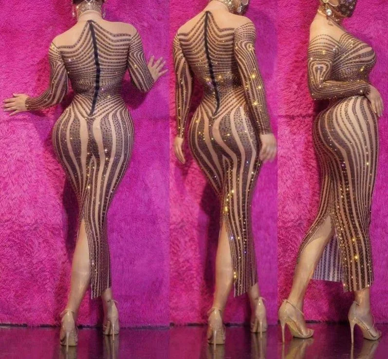 Stripe pattern long Sequin mesh evening dresses party ladies sexy club dresses fashion summer african dresses
